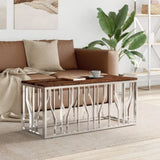 Coffee Table Stainless Steel and Solid Wood Reclaimed 350053