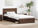 Bed Frame with Headboard Brown Oak 90 x 190 cm Solid Pine Wood 3410660
