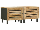 Bedside Table 2 pcs Natural 40 x 33 x 46 cm Solid Mango Wood 4018841