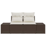 Garden Sofa with Cushion Brown 123 x 62 x 69cm Poly Rattan 42006793