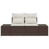 Garden Sofa with Cushion Brown 123 x 62 x 69cm Poly Rattan 42006793