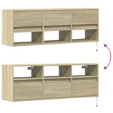 TV Wall Cabinet with LED Lights Sonoma Oak 130x31x45 cm 852343