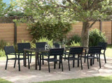 Garden Dining Set 9 pcs Black Powder-Coated Steel 3379148