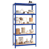 5-Layer Shelves 2 pcs Blue Steel&Engineered Wood 3154195