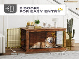 Dog Crate Furniture with Openable Top, Two Doors, for Large Dogs, Rustic Brown T3398P376377
