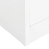 Office Cabinet White Steel and Tempered Glass Large 335946