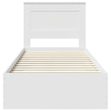 Bed Frame Manual White and Silver 75 x 190 cm Engineered Wood 3410374