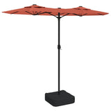 Double-Head Garden Parasol with LEDs Terracotta 316x145 cm 362974