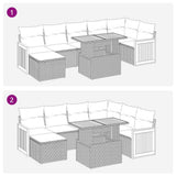 8 Piece Garden Sofa Set with Cushions Brown Poly Rattan Acacia 3327743
