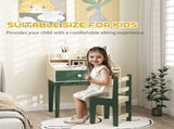 Kids Desk and Chair Set with Storage Shelves and Drawer, Green T3398P422129