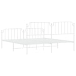 ZNTS Metal Bed Frame with Headboard and Footboard White 160x200 cm 373957