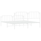 ZNTS Metal Bed Frame with Headboard and Footboard White 160x200 cm 373957