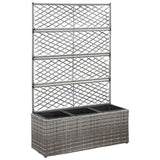 46935 Trellis Raised Bed with 3 Pots 83x30x130 cm Poly Rattan Grey