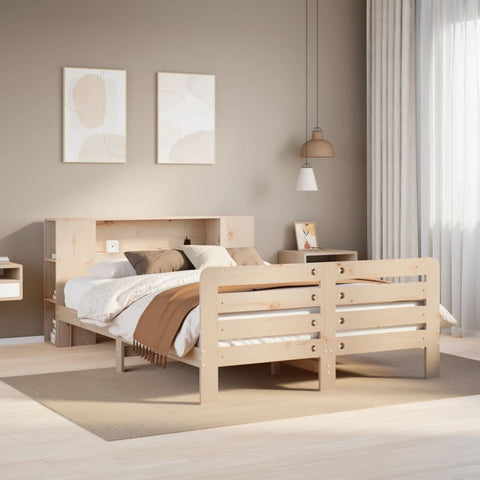 ZNTS Bed Frame without Mattress 140x200 cm Solid Wood Pine 3309878