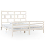 Bed Frame without Mattress White Solid Wood Super King Size 3101299
