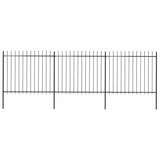 Garden Fence with Spear Top Steel 537x150 cm Black 277631