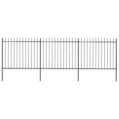 Garden Fence with Spear Top Steel 537x150 cm Black 277631