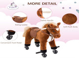 Rocking Horse Kids Ride on Walking Horse Animal Pony Wheeled Riding Plush Toy w/Sound for 2 Years T3398P422157