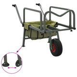 Fishing Trolley Green with Wheel Powder-coated Steel 94869