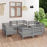 9 Piece Garden Lounge Set Grey Solid Pinewood 3082434