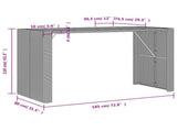 Garden Bar Table with Acacia Wood Top Grey 185x80x110 cm Poly Rattan 368701