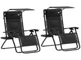 Zero Gravity Lounger Chair Set of 2, Folding Reclining Patio Chair with Shade Cover, Padded Seat, T3398P314688