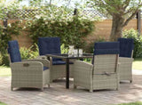 Garden Dining Set with Cushion 5 pcs Grey Poly Rattan 3380352