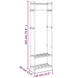 3-Tier Clothes Rack Silver 59x29x192 cm Aluminium 344385