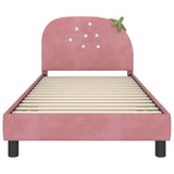 Children's Bed Frame with Headboard Pink 90 x 200 cm Velvet 42011068