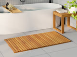 Bath Mat Plain Brown 100 x 55 cm Solid Acacia Wood 42025257