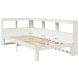 Bookcase Bed without Mattress White 100x200 cm Solid Wood Pine 3324389