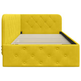 Corner Bed Frame with Headboard Yellow 90 x 190 cm Velvet 42016529