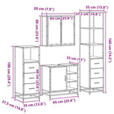 4 Piece Bathroom Furniture Set Brown Oak Engineered Wood 3301269