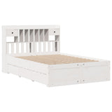 Bookcase Bed without Mattress White 140x190 cm Solid Wood Pine 3308973