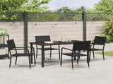 Garden Dining Set with Cushion 5 pcs Black Poly Rattan 3380038