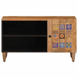 TV Cabinet with Door Natural 80 x 33 x 46 cm Solid Mango Wood 4018275