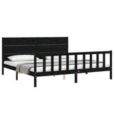 Bed Frame without Mattress Black 200x200 cm Solid Wood Pine 3192775