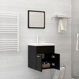 Bathroom Furniture Set Black Engineered Wood 3070857