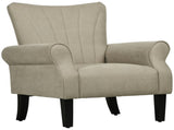 Upholstered Accent Chair with Rolled Arms and Wood Legs, Armchair for Living Room Bedroom, Beige T3398P329554