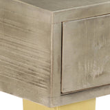 Console Table Solid Mango Wood Grey with Brass 110x35x76 cm 246682