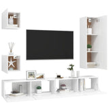 5 Piece TV Cabinet Set White Engineered Wood 3078697