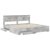 Bed Frame Concrete Grey 200 x 200 cm Engineered Wood 3410857
