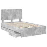 Bed Frame with Drawer Concrete Grey 135 x 190 cm Engineer Wood 3412605