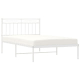 Metal Bed Frame without Mattress with Headboard White 107x203cm 373736