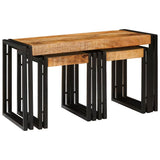 Nesting Table 3 pcs Brown and Black Solid Mango Wood and Metal 4104730