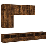 5 Piece TV Wall Cabinets Smoked Oak Engineered Wood 3216562