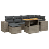 7 Piece Garden Sofa Set with Cushions Grey Poly Rattan 3272740