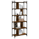 Bookcase 6-Tier Smoked Oak 76x32x192 cm Engineered Wood 833947