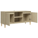 TV Cabinet with Solid Wood Legs Sonoma Oak 103.5x35x50 cm 805962