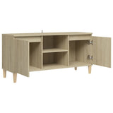 TV Cabinet with Solid Wood Legs Sonoma Oak 103.5x35x50 cm 805962